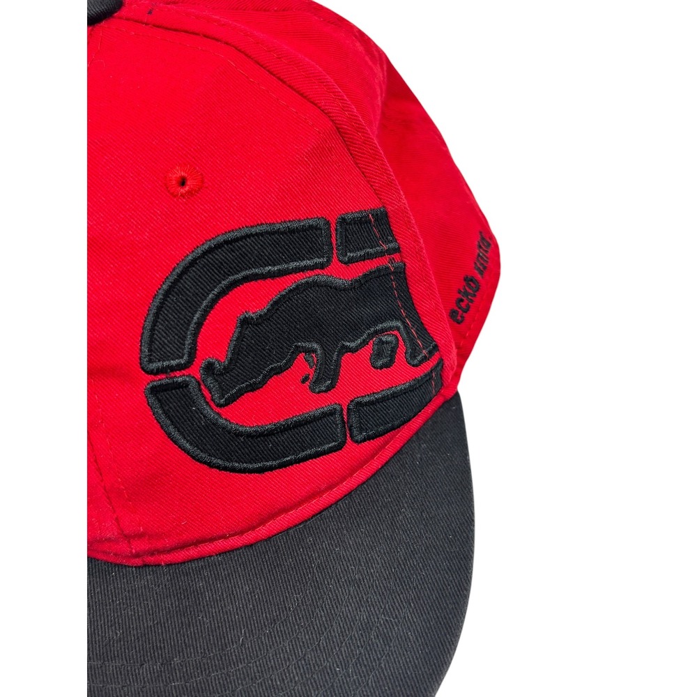 Ecko Unltd Mens Snapback Hat Red Black Rhino Logo Embroidered Streetwear Cap
